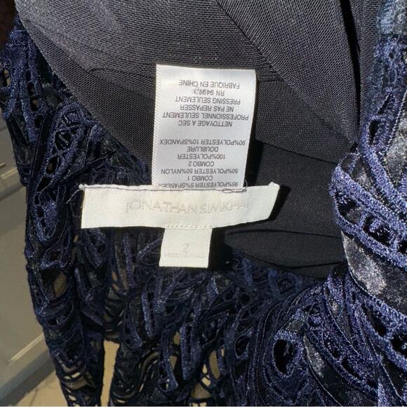 SIMKHAI Lattice Embroidered Mermaid Trumpet Dress Navy Blue and Black 2 - Picture 15 of 16